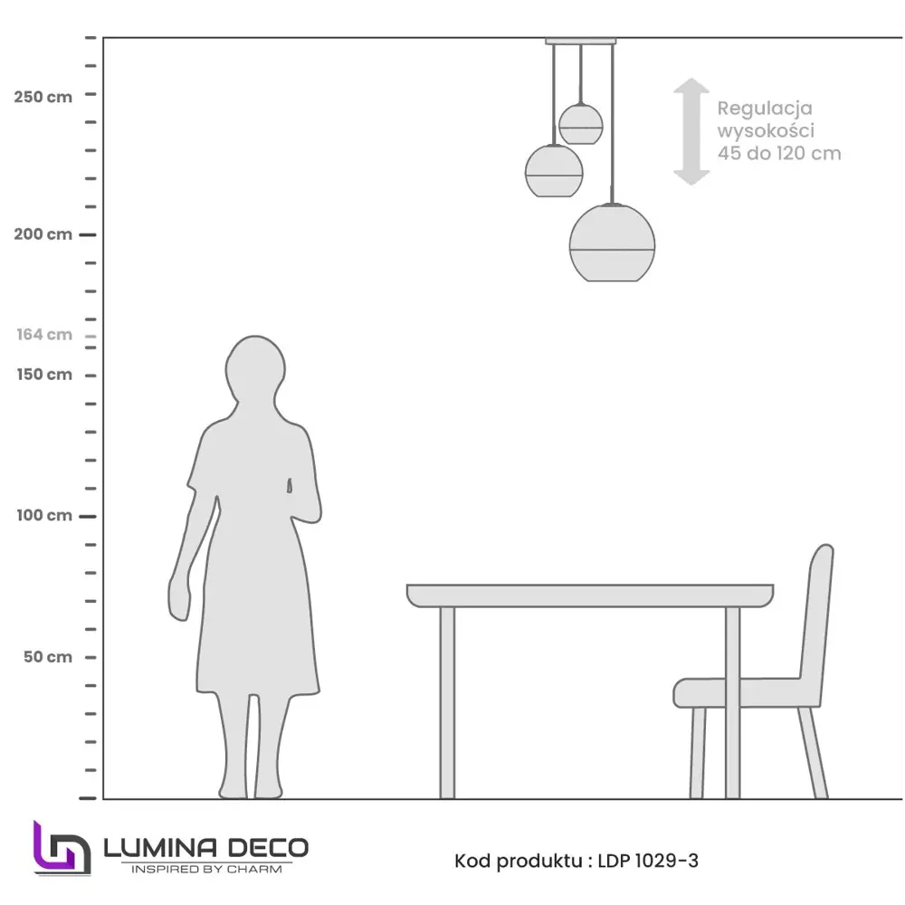 Фото 4 Светильник подвесной Lumina deco Veroni Ldp 1029-3 gd 3 лампы 5 м² цвет прозрачный/золотой