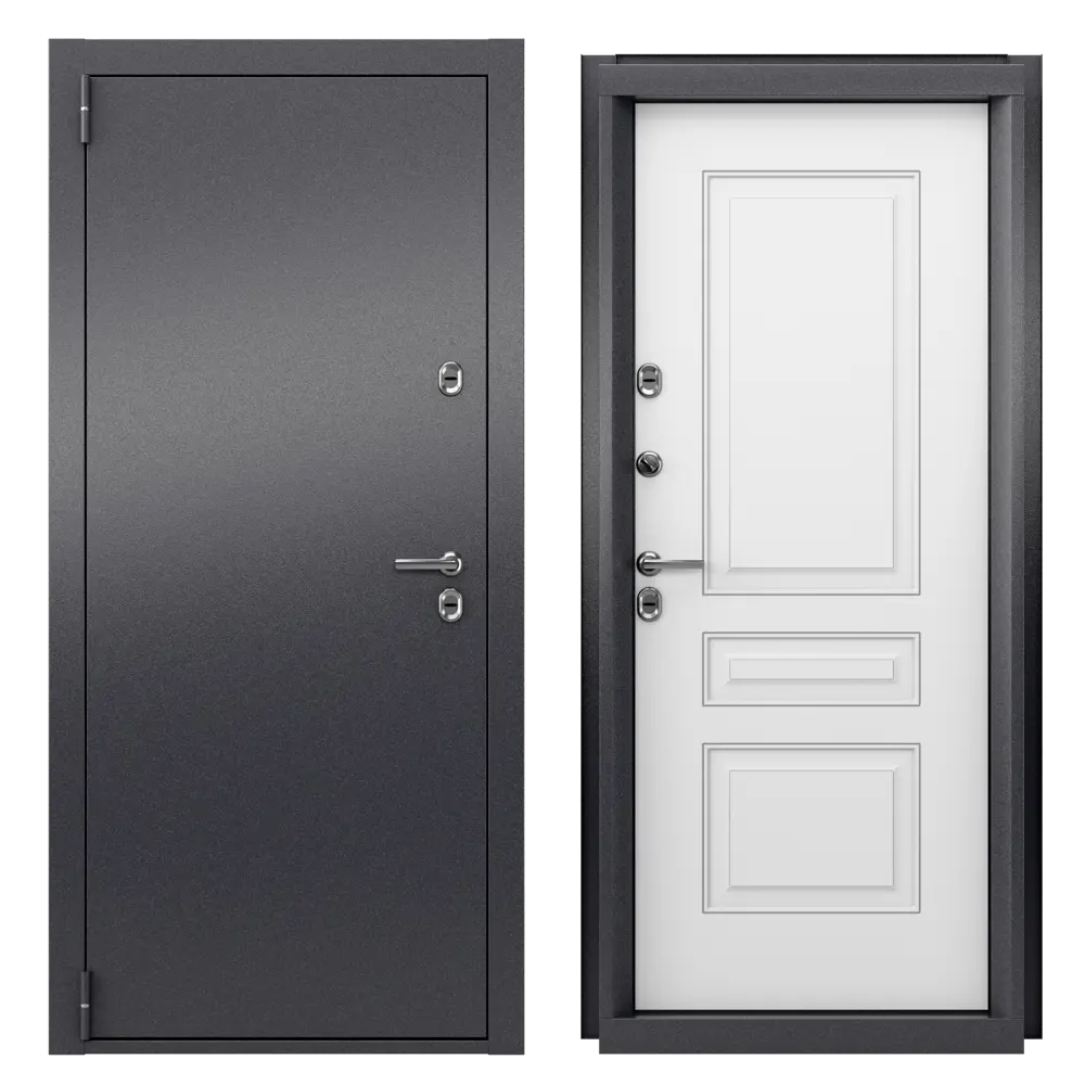 Фото Входная дверь Torex Грата-4 левый 205x88см цвет графит/КТ белый Фото Входная дверь Torex Грата-4 левый 205x88см цвет графит/КТ белый