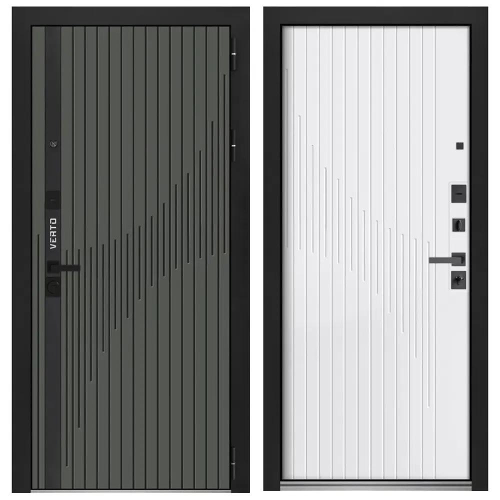 Фото Входная дверь Foreman Verto 8 правый 205x86см цвет мосс/эмалит белый Фото Входная дверь Foreman Verto 8 правый 205x86см цвет мосс/эмалит белый