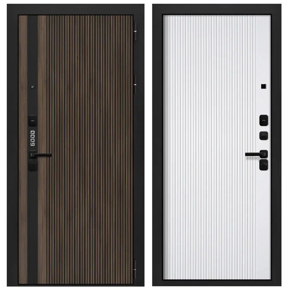 Фото Входная дверь Foreman Good 4 правый 205x86см цвет орех гварнери/velluto bianco Фото Входная дверь Foreman Good 4 правый 205x86см цвет орех гварнери/velluto bianco