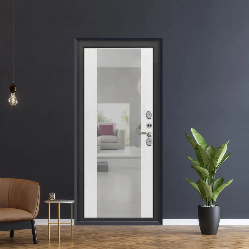 Фото 6 Дверь входная Дверипро Термо левый 205x96см цвет алиса ясень белый/серебряный антик с зеркалом Фото 6 Дверь входная Дверипро Термо левый 205x96см цвет алиса ясень белый/серебряный антик с зеркалом