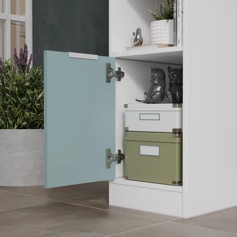 Фото 3 Стеллаж с полками Трия 33x213x41 см ЛДСП цвет серо-голубой Фото 3 Стеллаж с полками Трия 33x213x41 см ЛДСП цвет серо-голубой