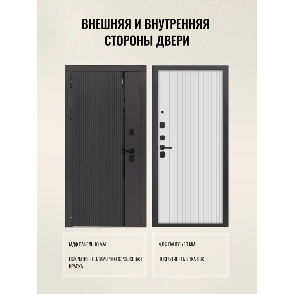 Фото 2 Входная дверь Дверипро 3K L-1009/ФЛ-14 левый 205x96см цвет черная шагрень/velluto bianco