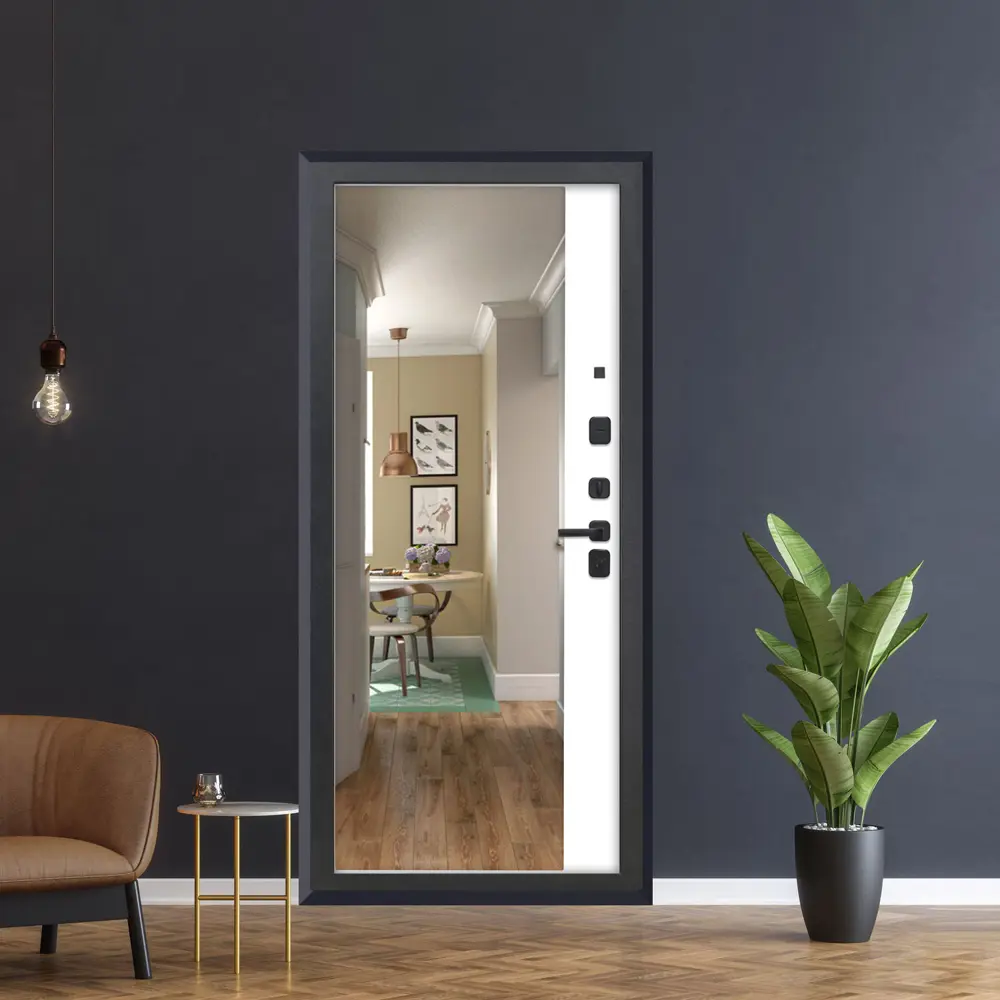 Фото 8 Входная дверь Дверипро 3K L-1009/ФЛЗ-23 левый 205x96см цвет черная шагрень/velluto bianco с зеркалом Фото 8 Входная дверь Дверипро 3K L-1009/ФЛЗ-23 левый 205x96см цвет черная шагрень/velluto bianco с зеркалом