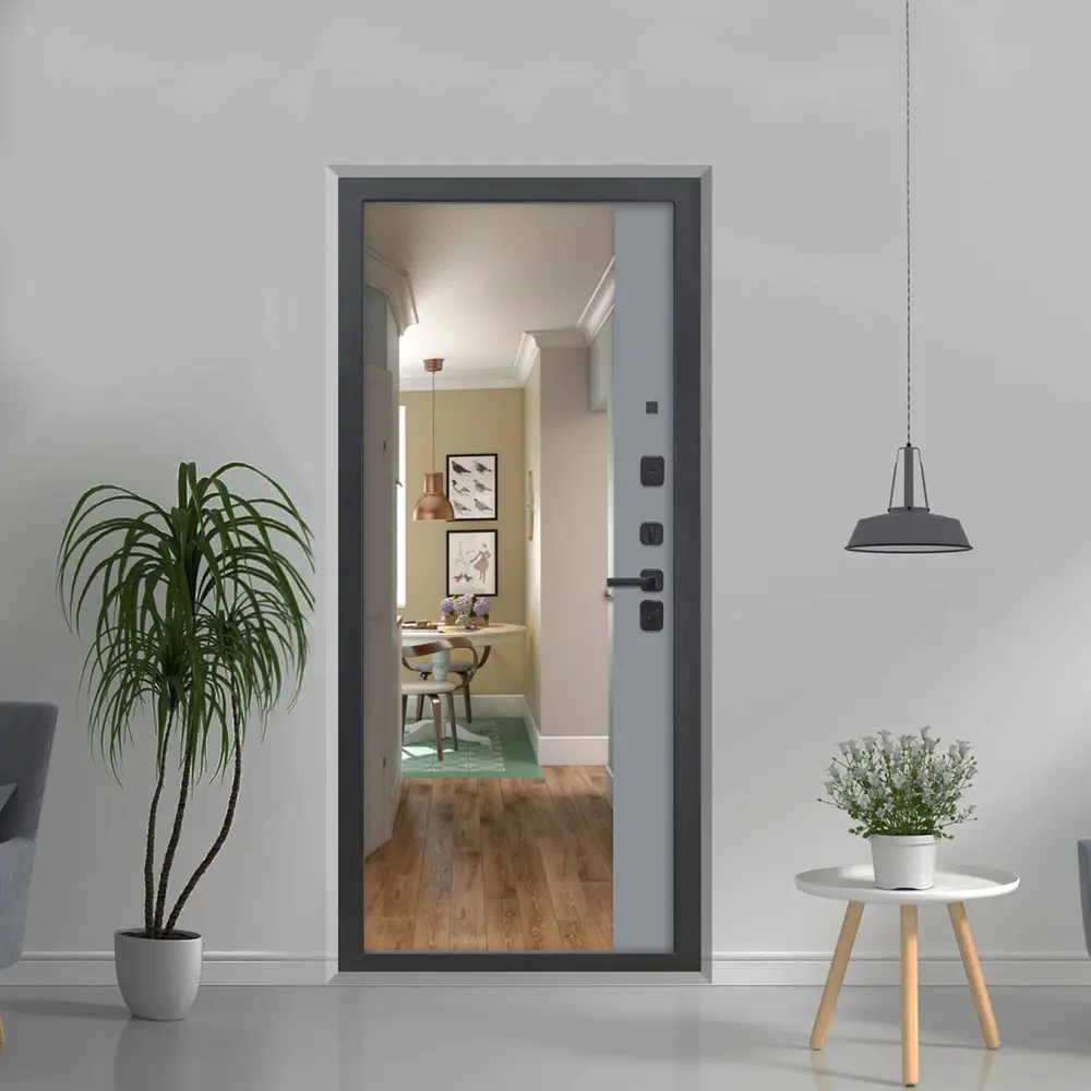 Фото 7 Входная дверь Дверипро 3K L-1101/ФЛЗ-23 левый 205x86см цвет черная шагрень и орех грецкий/velluto grigio с зеркалом Фото 7 Входная дверь Дверипро 3K L-1101/ФЛЗ-23 левый 205x86см цвет черная шагрень и орех грецкий/velluto grigio с зеркалом