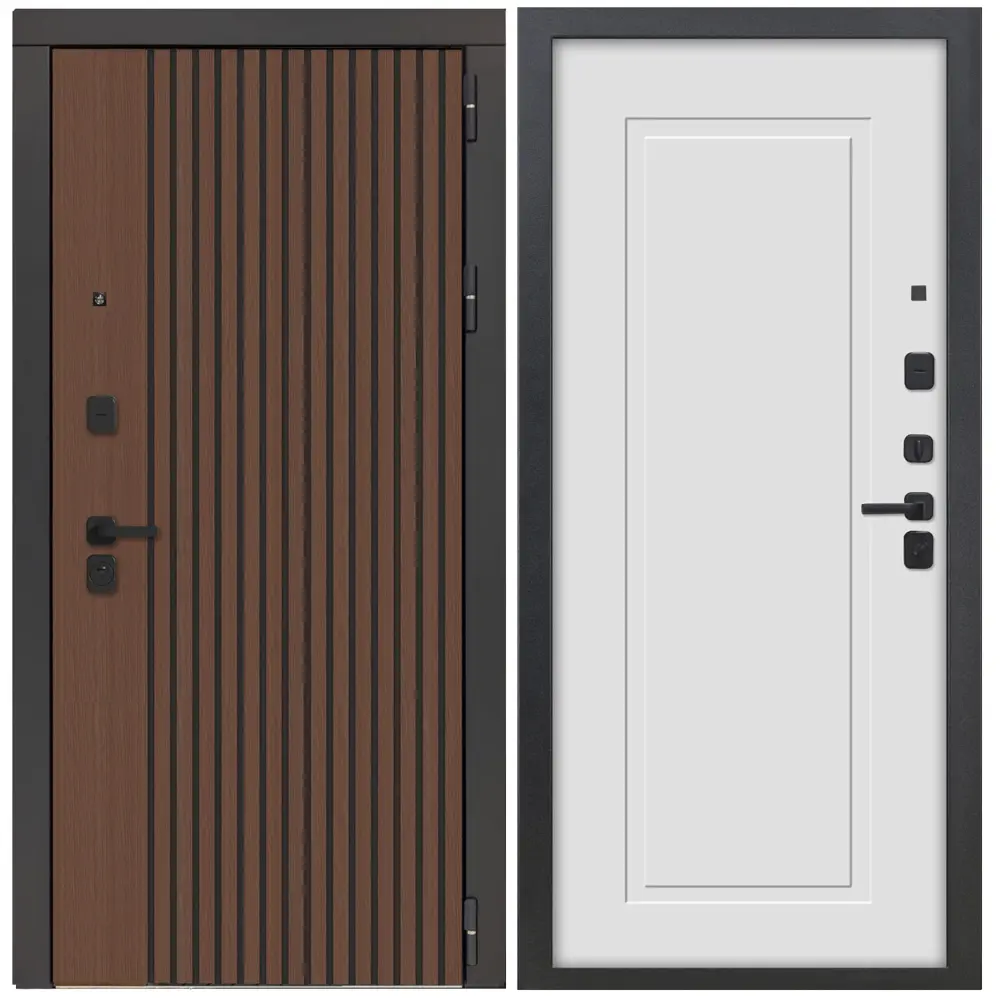 Фото 9 Входная дверь Дверипро 3K L-1106/ФЛ-25  левый 205x86см цвет дуб кантри с черной патиной/velluto bianco