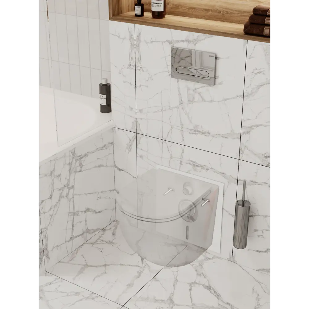 Фото 2 Инсталляция для подвесного унитаза Enio Profi EN7050050 с кнопкой Stondato глянцевый хром 693108