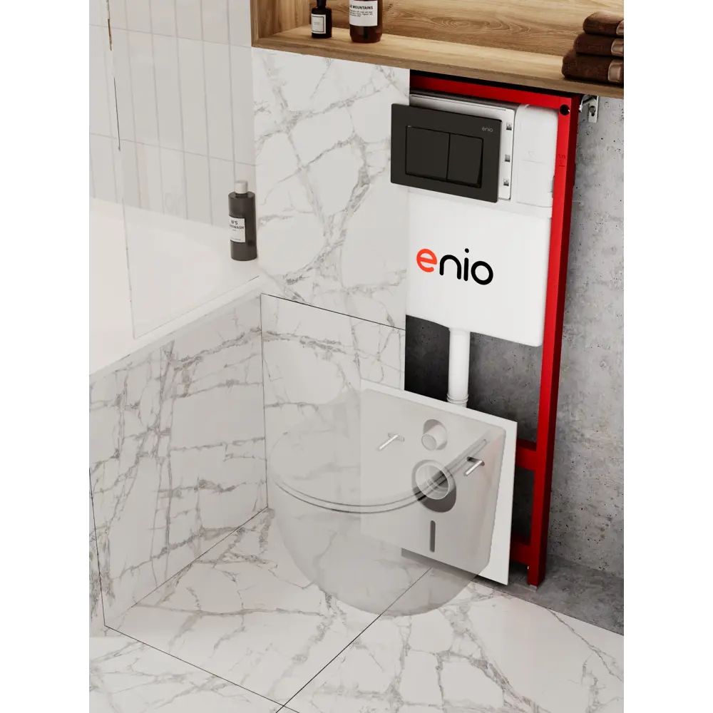 Фото Инсталляция для подвесного унитаза Enio Profi EN7050050 с кнопкой черная матовая Pulsante 693110