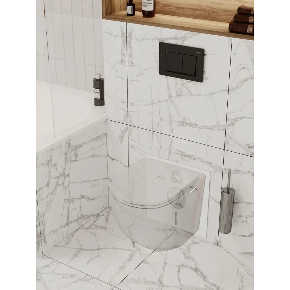 Фото 2 Инсталляция для подвесного унитаза Enio Profi EN7050050 с кнопкой черная матовая Pulsante 693110