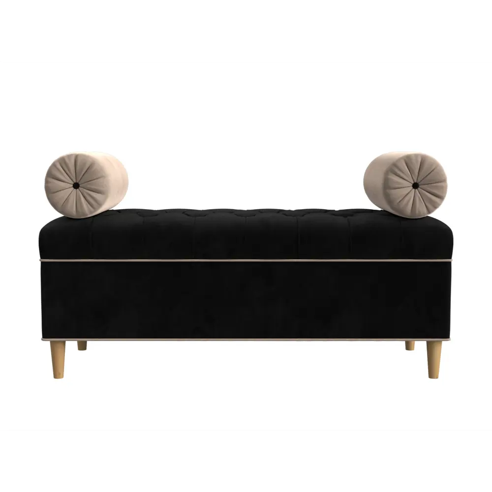 Фото 2 Банкетка Глория Лига диванов 113667 122x47x50 см велюр цвет черный/бежевый Фото 2 Банкетка Глория Лига диванов 113667 122x47x50 см велюр цвет черный/бежевый