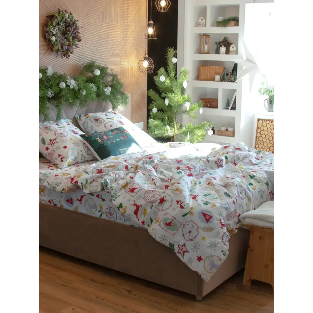 Фото 6 Комплект постельного белья Этель Зимний винтаж 2588717 хлопок 1.5-спальный наволочки 70 x 70- 2 шт цвет разноцветный