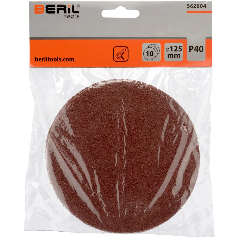 Фото Круг шлифовальный Beril 562004 P40 125 мм, 10 шт Фото Круг шлифовальный Beril 562004 P40 125 мм, 10 шт