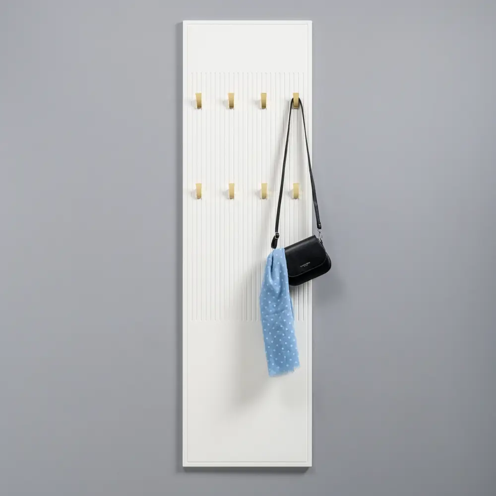 Фото 8 Вешалка настенная 8 крючков 50.4x174x1.6 см цвет белая шагрень 4101