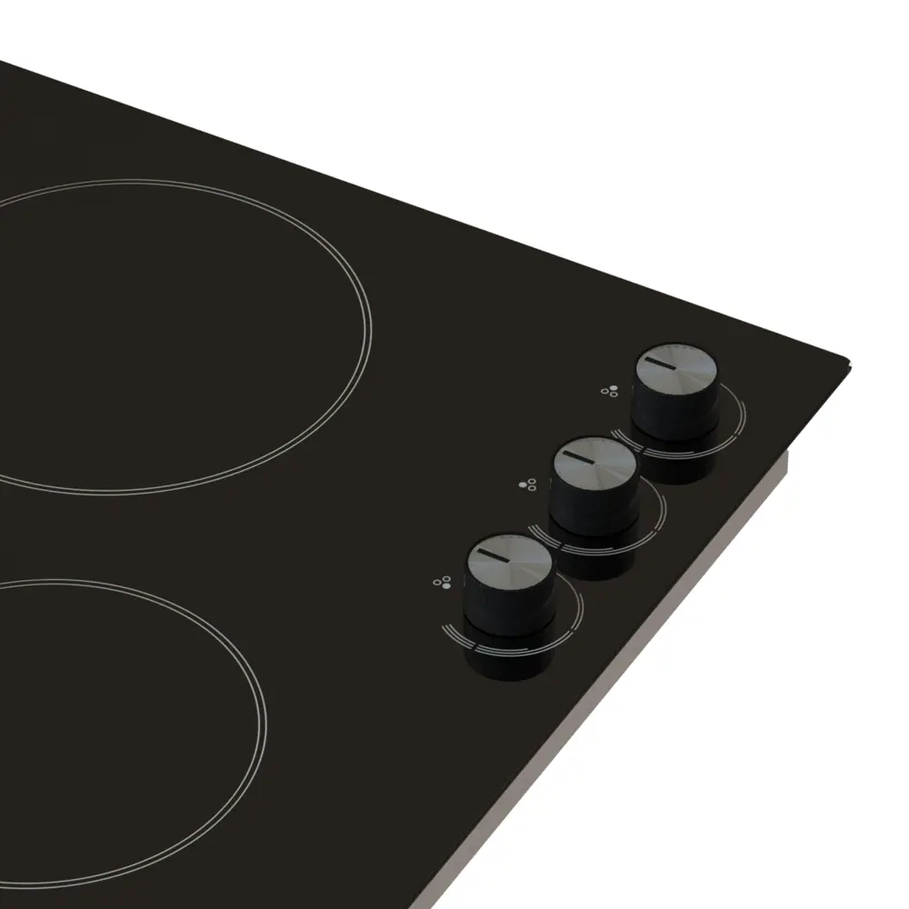Фото 5 Стеклокерамическая варочная панель Kuche CMB 430 B 45 см 3 конфорки цвет черный