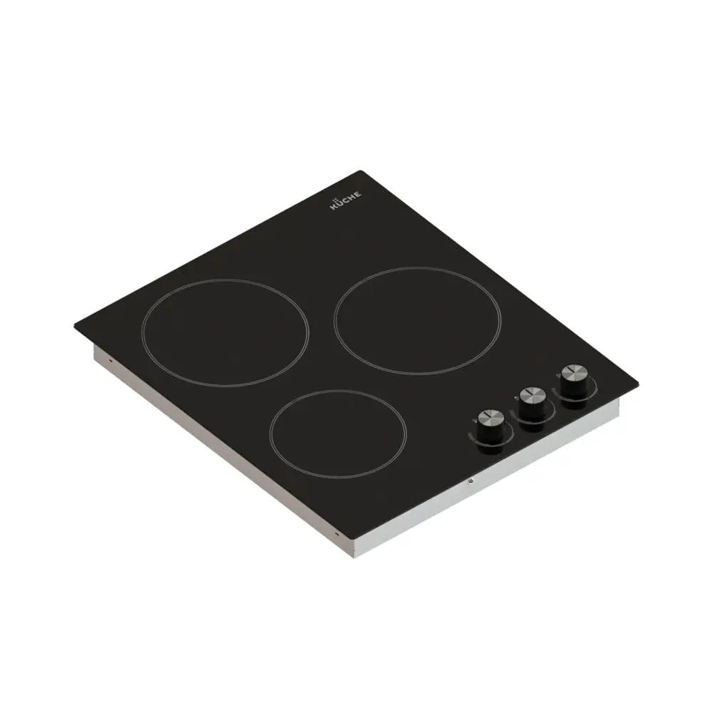 Фото 6 Стеклокерамическая варочная панель Kuche CMB 430 B 45 см 3 конфорки цвет черный