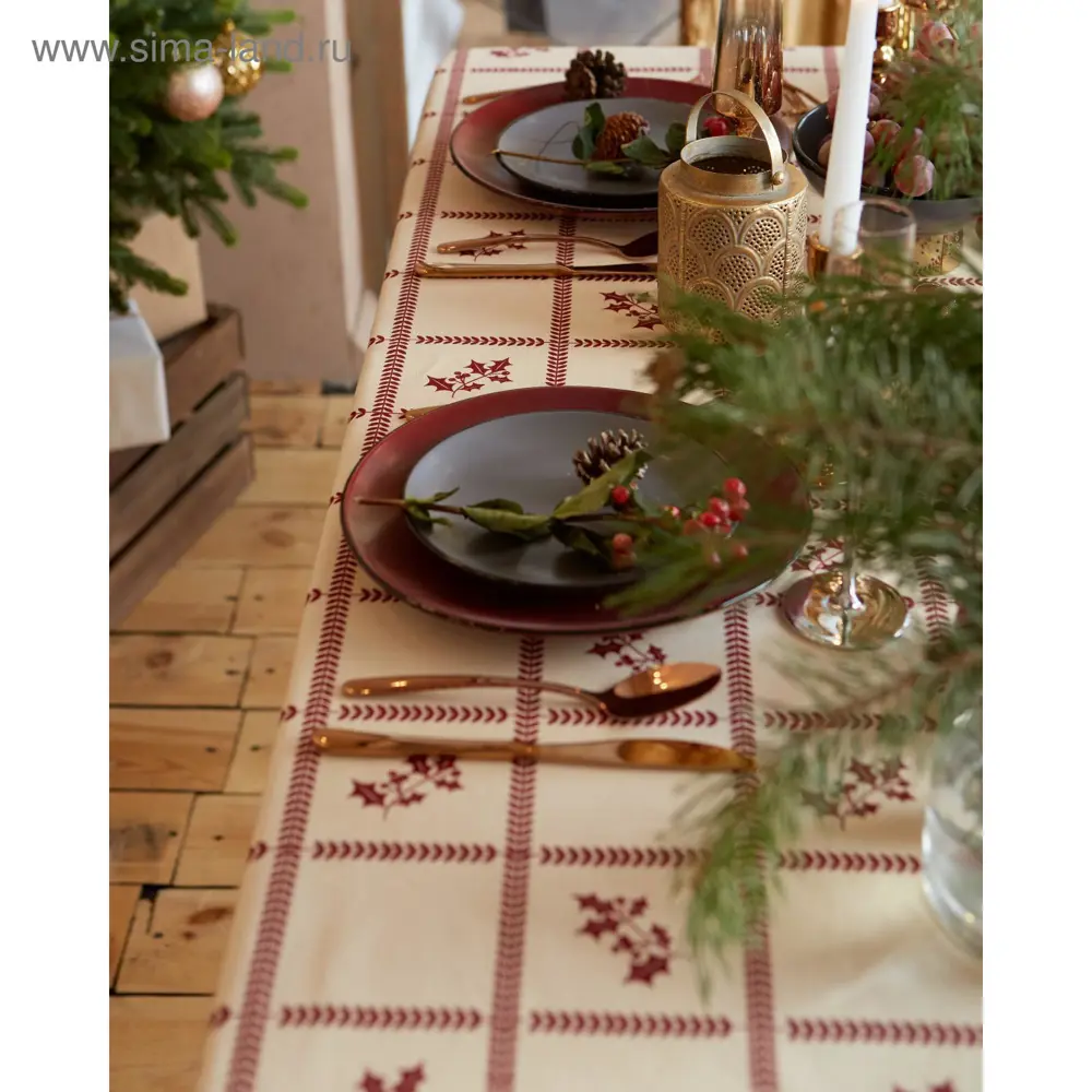 Фото 5 Скатерть на стол Доляна Merry Christmas круглая 146x180 см цвет разноцветный