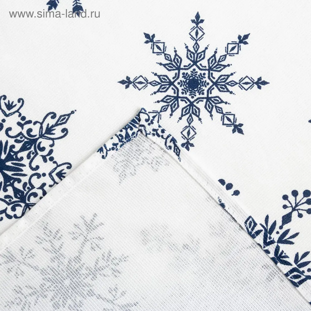 Фото 9 Скатерть на стол Доляна Синие снежинки круглая 250x146 см цвет разноцветный