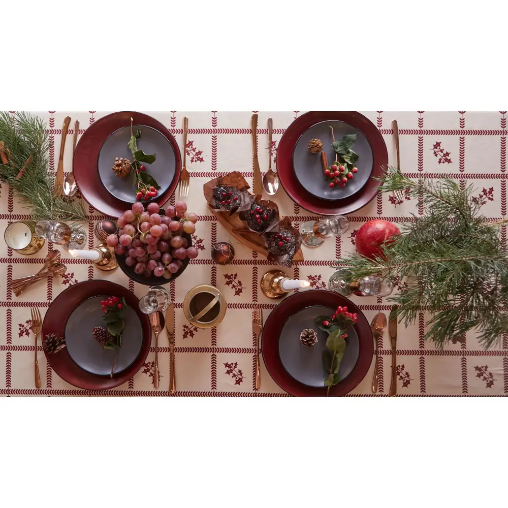 Фото 6 Скатерть на стол Доляна Merry Christmas круглая 146x220 см цвет разноцветный