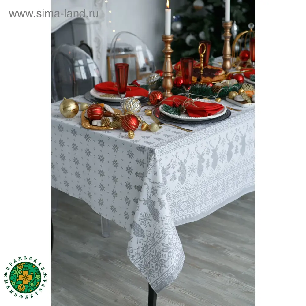 Фото 4 Скатерть на стол Доляна Сканди стиль круглая 220x146 см цвет разноцветный