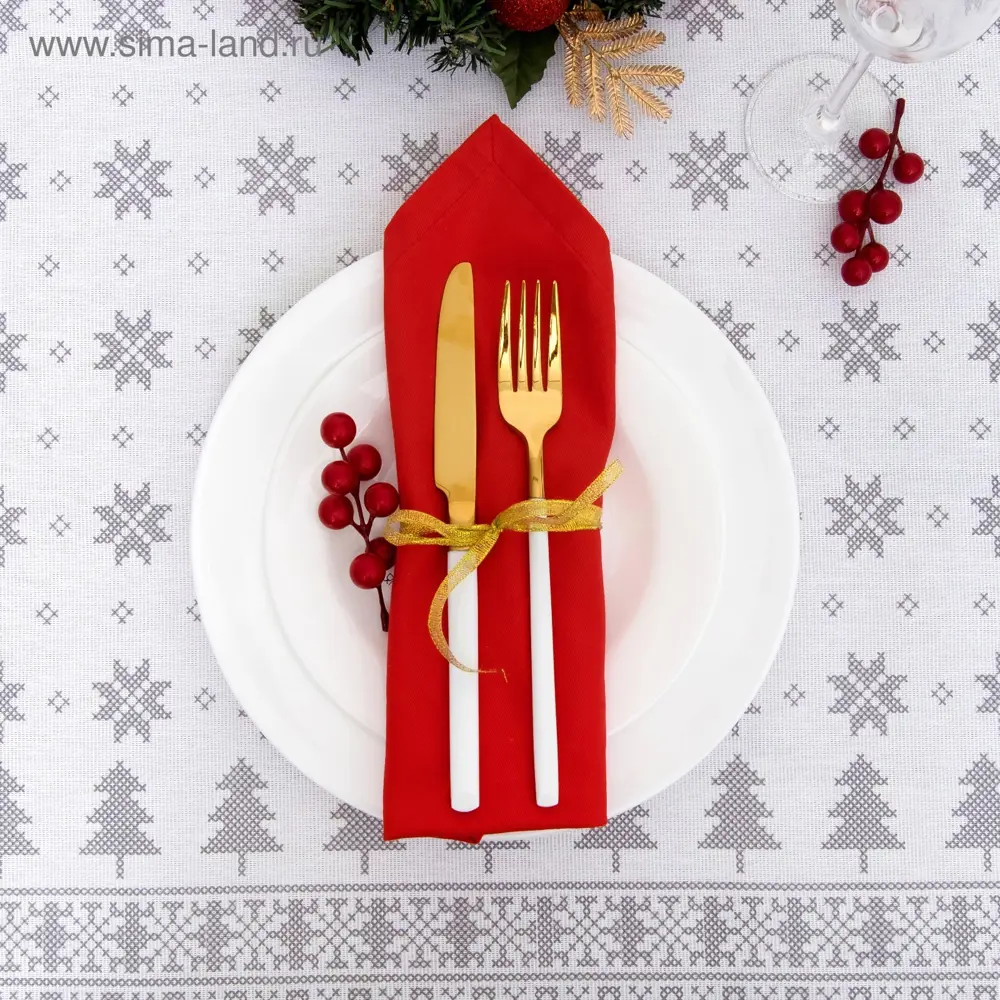 Фото 7 Скатерть на стол Доляна Сканди стиль круглая 220x146 см цвет разноцветный