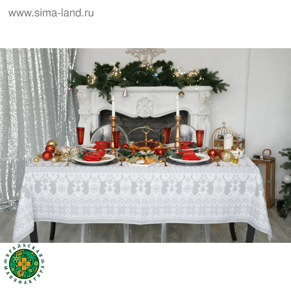 Фото 2 Скатерть на стол Доляна Сканди стиль круглая 220x146 см цвет разноцветный