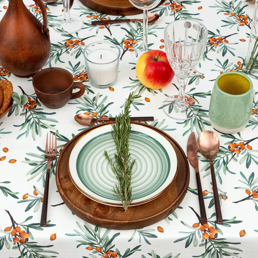 Фото 3 Скатерть на стол Этель Berry garden круглая 149x110 см цвет разноцветный