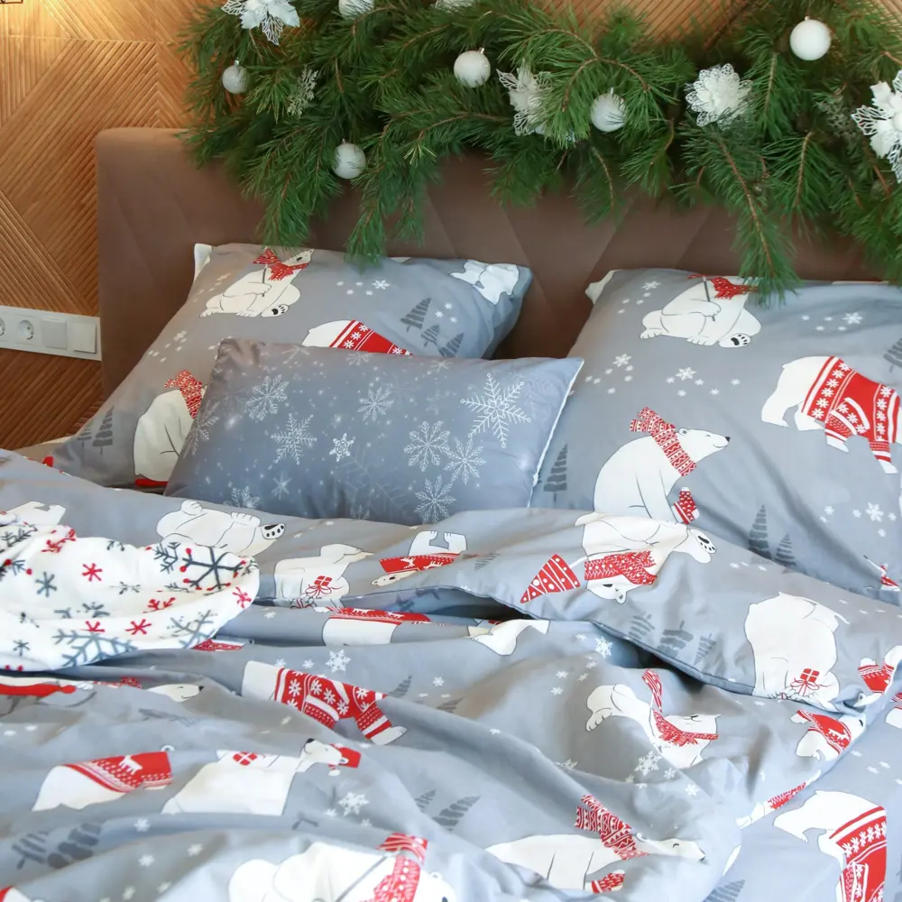 Фото 4 Комплект постельного белья Этель Зимние игры 4482240 хлопок 1.5-спальный наволочки 70 x 70- 2 шт цвет разноцветный