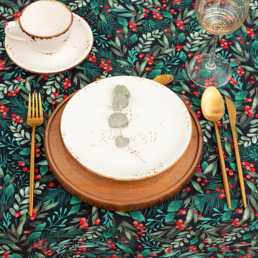 Фото 7 Скатерть на стол Этель Winter berry круглая 144x220 см цвет зеленый Фото 7 Скатерть на стол Этель Winter berry круглая 144x220 см цвет зеленый