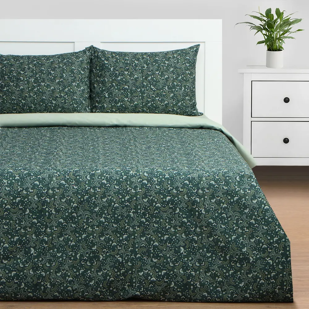 Фото 3 Комплект постельного белья Этель Small leaves 9947006 хлопок 1.5-спальный наволочки 70 x 70- 2 шт цвет разноцветный