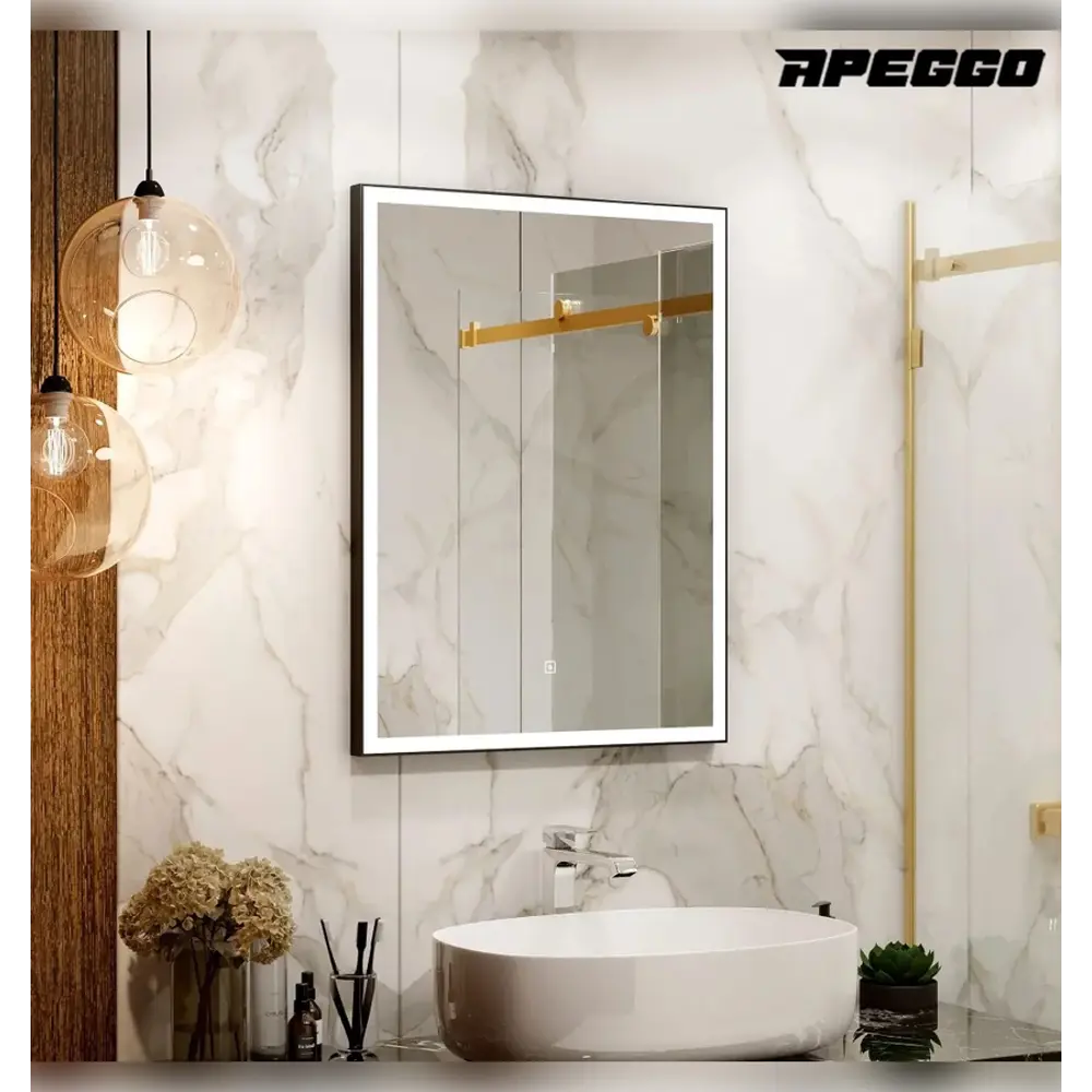 Фото Зеркало для ванной Apeggo Clelia с подсветкой Led 60x80 цвет черный Фото Зеркало для ванной Apeggo Clelia с подсветкой Led 60x80 цвет черный