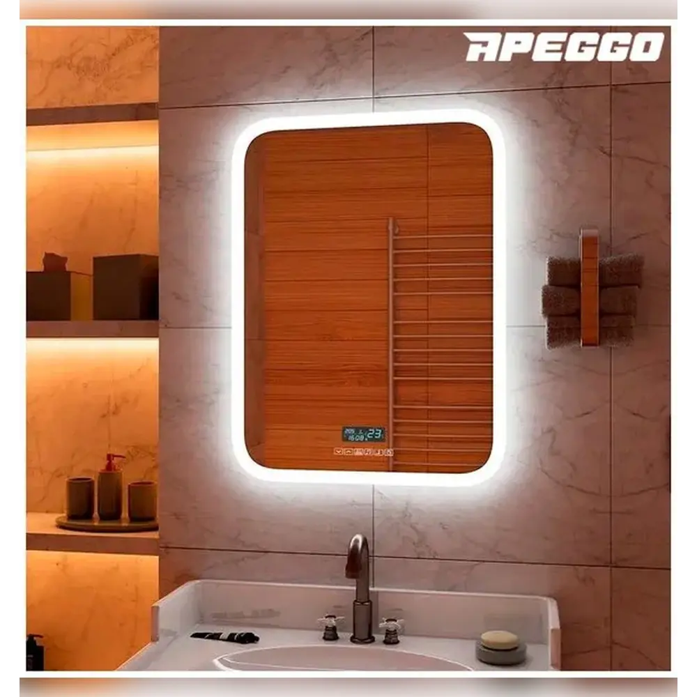 Фото 3 Зеркало для ванной Apeggo Delfina с подсветкой Led 70x90 с МФП Фото 3 Зеркало для ванной Apeggo Delfina с подсветкой Led 70x90 с МФП