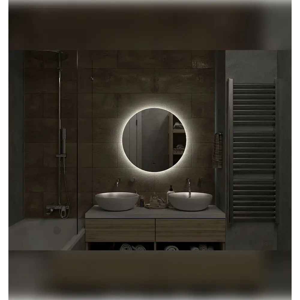 Фото 5 Зеркало для ванной Apeggo Adela с подсветкой Led D64.5 холодная подсветка, бесконтактный сенсор Фото 5 Зеркало для ванной Apeggo Adela с подсветкой Led D64.5 холодная подсветка, бесконтактный сенсор