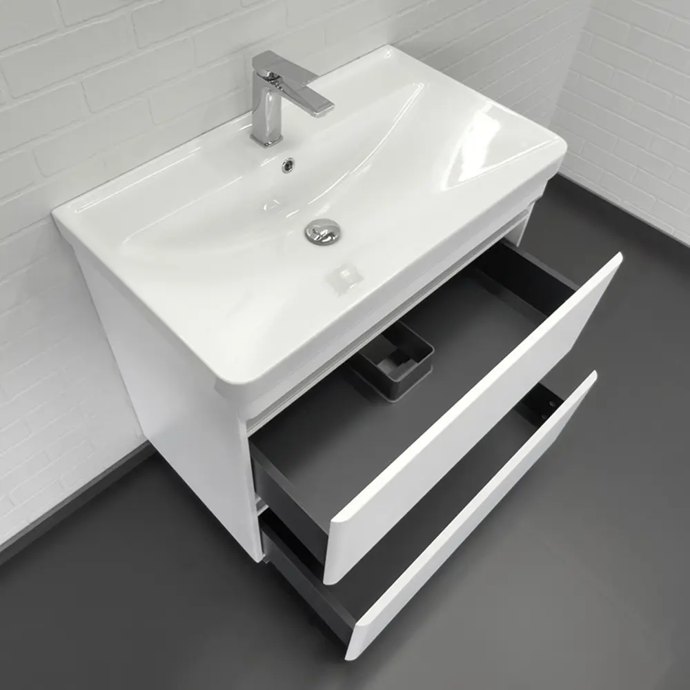 Фото 4 Тумба с раковиной напольная Comforty Валдай-80Н белая матовая, раковина Comforty 4480 Фото 4 Тумба с раковиной напольная Comforty Валдай-80Н белая матовая, раковина Comforty 4480