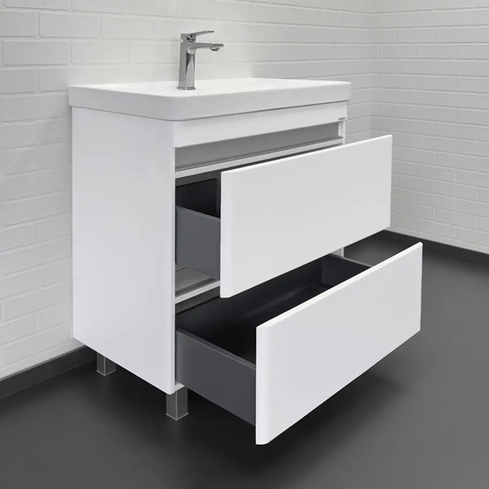 Фото 2 Тумба с раковиной напольная Comforty Валдай-80Н белая матовая, раковина Comforty 4480 Фото 2 Тумба с раковиной напольная Comforty Валдай-80Н белая матовая, раковина Comforty 4480