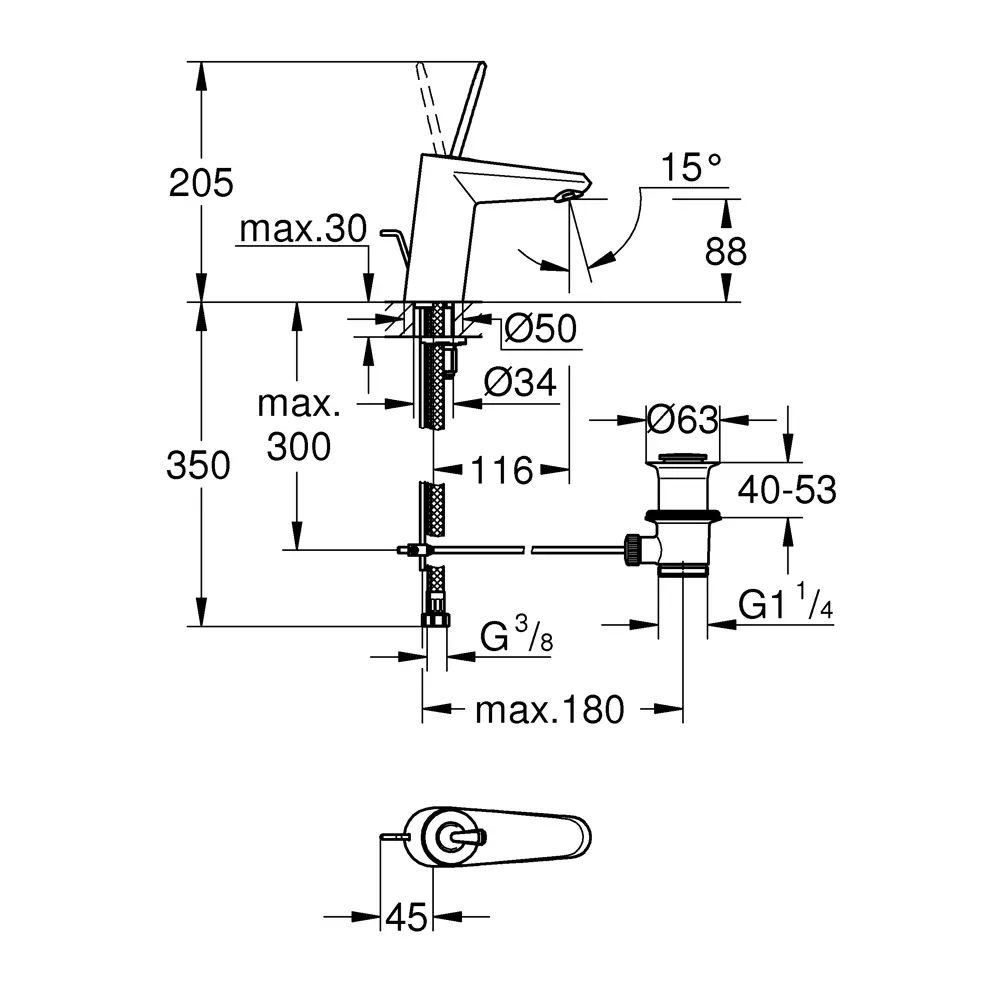 Фото 4 Смеситель для раковины Grohe 23425000 однорычажный цвет хром Фото 4 Смеситель для раковины Grohe 23425000 однорычажный цвет хром