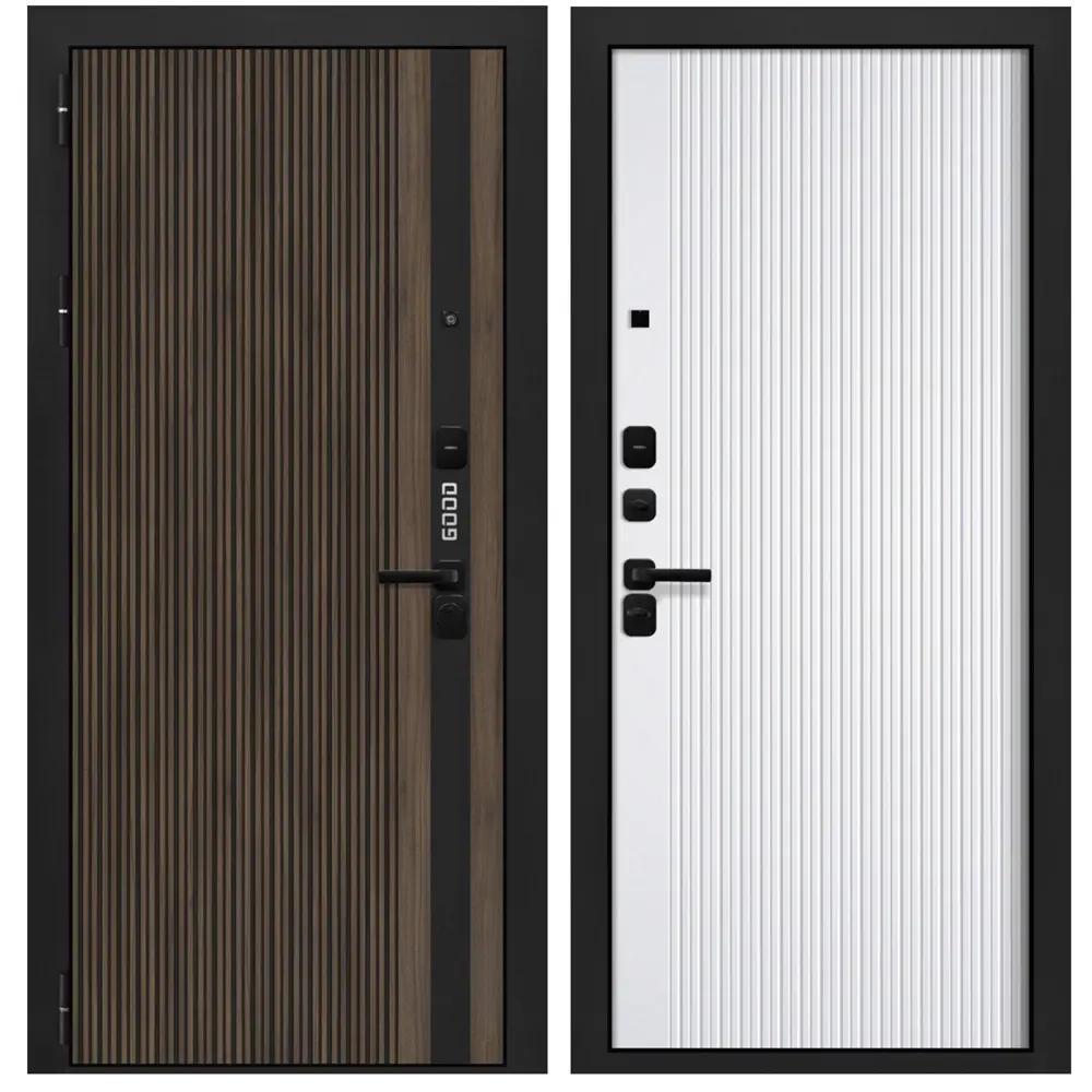 Фото Входная дверь Foreman Good 4 левый 205x86см цвет орех гварнери/velluto bianco Фото Входная дверь Foreman Good 4 левый 205x86см цвет орех гварнери/velluto bianco