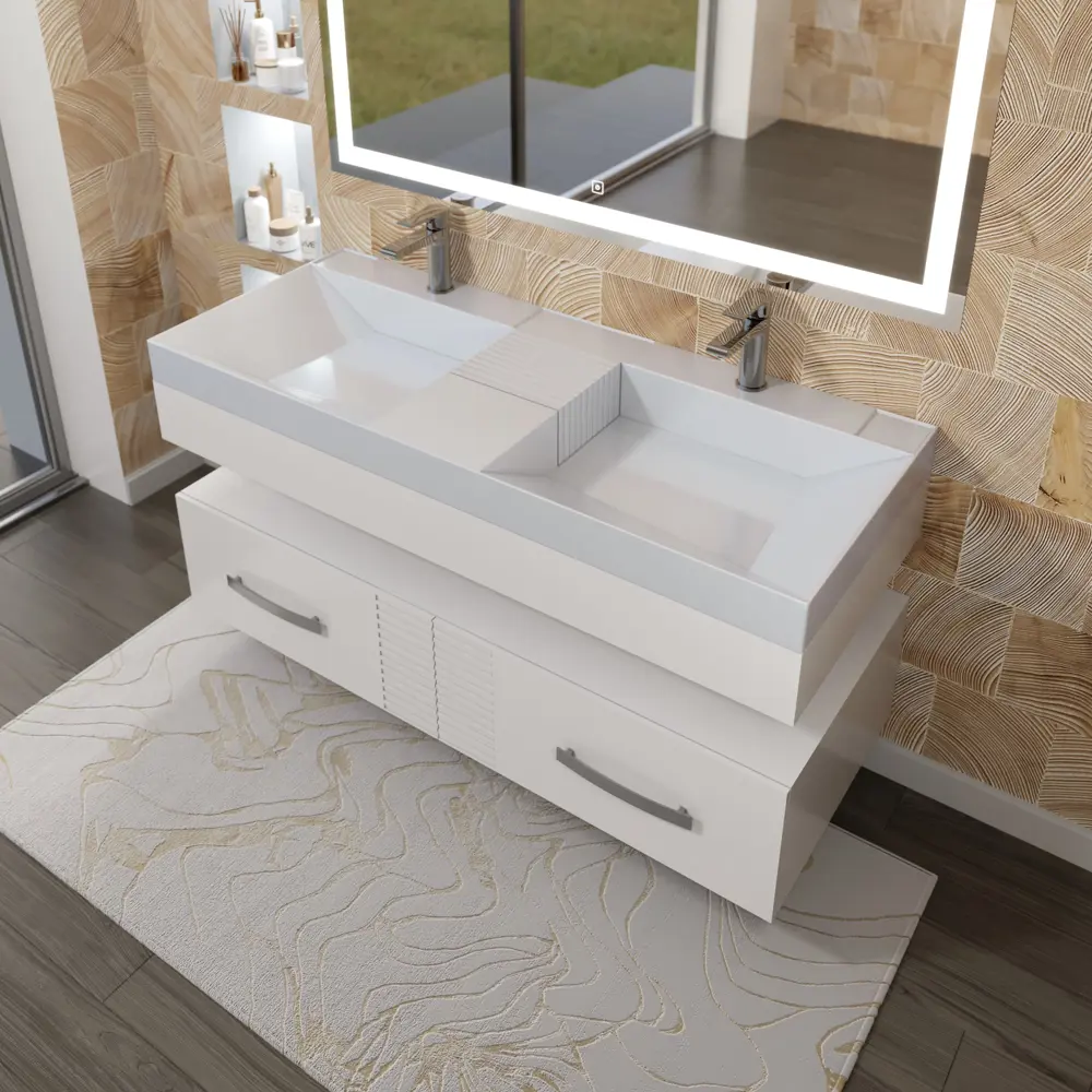 Фото 3 Раковина накладная Andrea Sozvezdie 120x48 см цвет белый