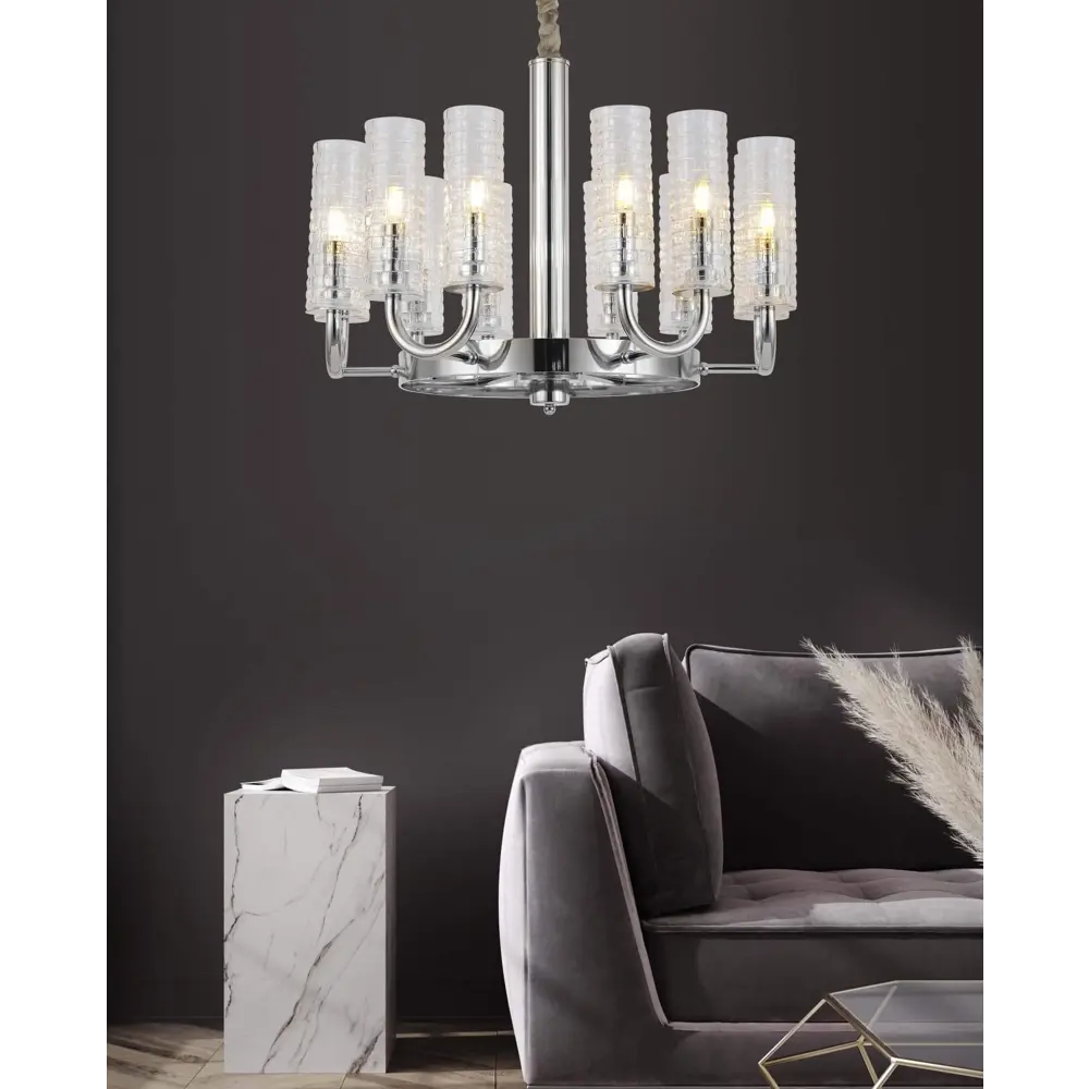 Фото 2 Люстра подвесная Lumina deco Donatti Ldp 8011-12 chr 12 ламп 19 м² цвет хром/прозрачный Фото 2 Люстра подвесная Lumina deco Donatti Ldp 8011-12 chr 12 ламп 19 м² цвет хром/прозрачный