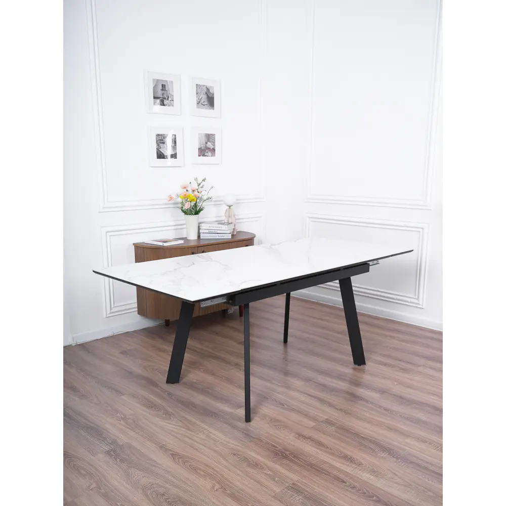 Фото 6 Кухонный стол прямоугольный Frenesie 140x90 см керамогранит мдф цвет белый/черный Фото 6 Кухонный стол прямоугольный Frenesie 140x90 см керамогранит мдф цвет белый/черный