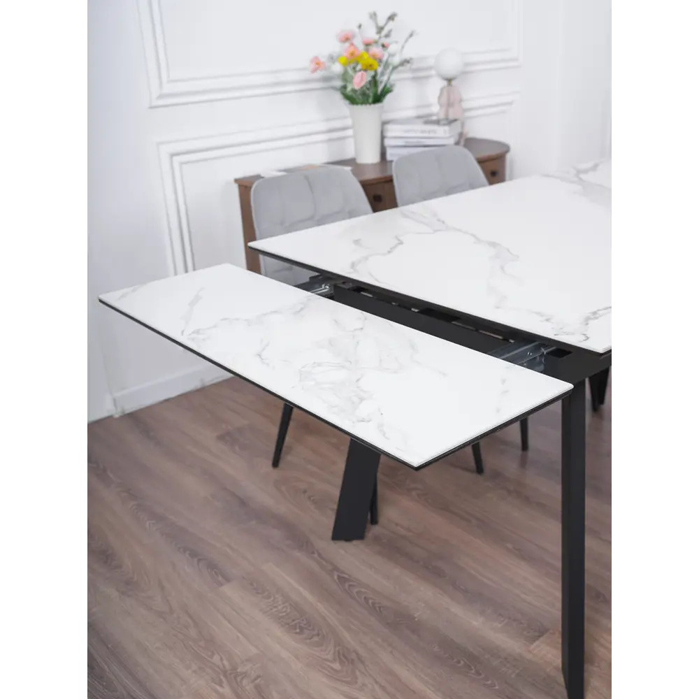 Фото 9 Кухонный стол прямоугольный Frenesie 140x90 см керамогранит мдф цвет белый/черный Фото 9 Кухонный стол прямоугольный Frenesie 140x90 см керамогранит мдф цвет белый/черный