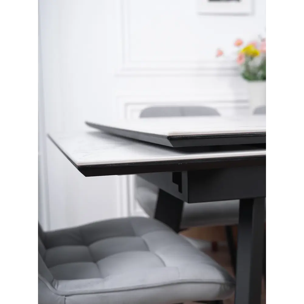 Фото 4 Кухонный стол прямоугольный Frenesie 140x90 см керамогранит мдф цвет белый/черный Фото 4 Кухонный стол прямоугольный Frenesie 140x90 см керамогранит мдф цвет белый/черный