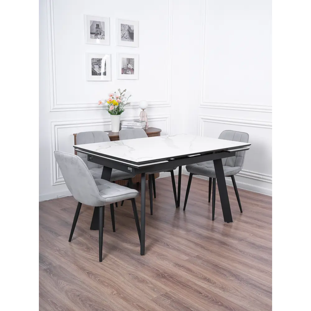 Фото 15 Кухонный стол прямоугольный Frenesie 140x90 см керамогранит мдф цвет белый/черный Фото 15 Кухонный стол прямоугольный Frenesie 140x90 см керамогранит мдф цвет белый/черный