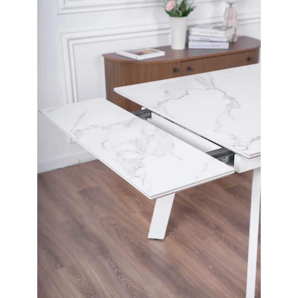 Фото 12 Кухонный стол прямоугольный Frenesie 140x90 см керамогранит мдф цвет белый/белый Фото 12 Кухонный стол прямоугольный Frenesie 140x90 см керамогранит мдф цвет белый/белый