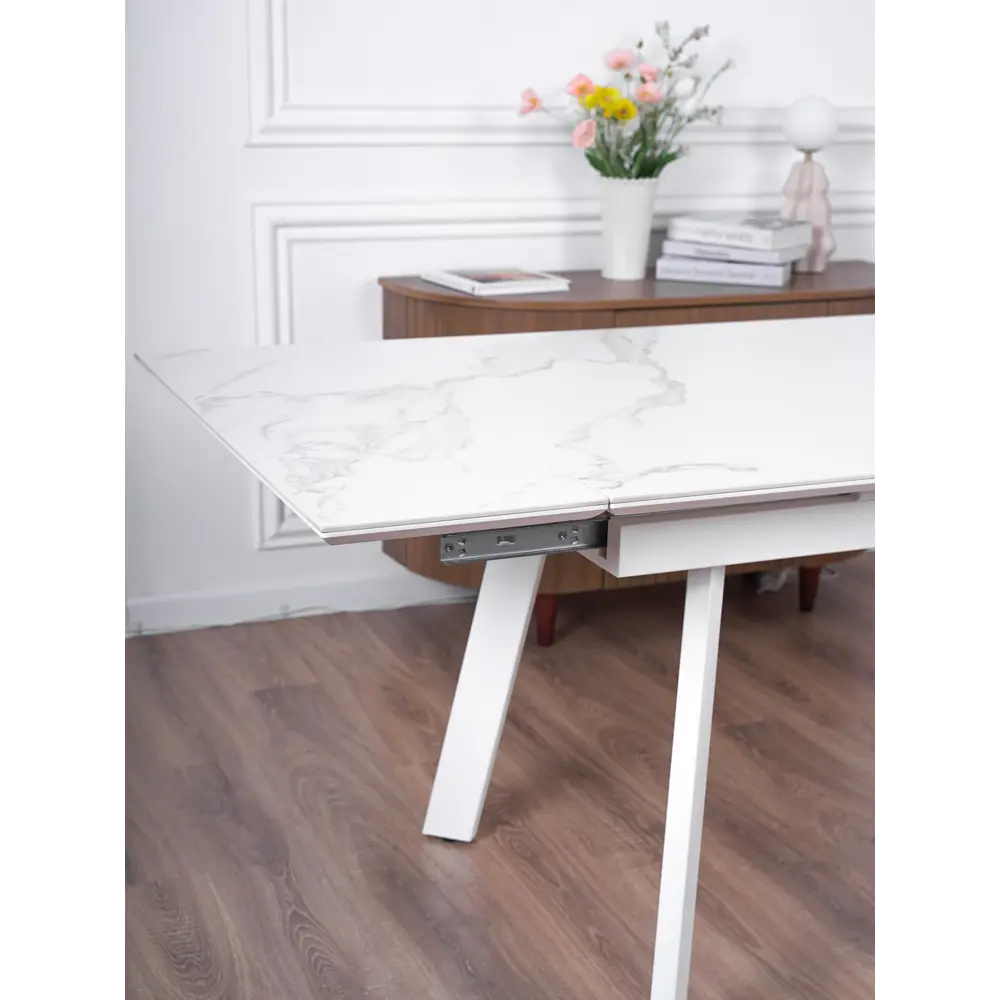 Фото 14 Кухонный стол прямоугольный Frenesie 140x90 см керамогранит мдф цвет белый/белый Фото 14 Кухонный стол прямоугольный Frenesie 140x90 см керамогранит мдф цвет белый/белый