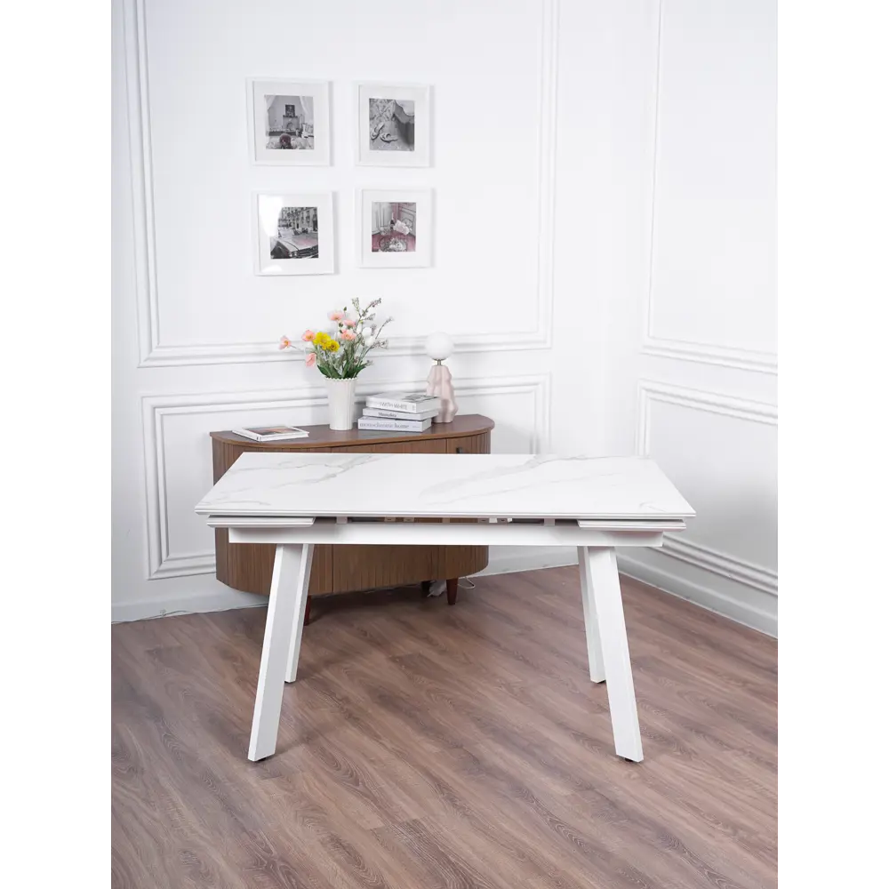 Фото 5 Кухонный стол прямоугольный Frenesie 140x90 см керамогранит мдф цвет белый/белый Фото 5 Кухонный стол прямоугольный Frenesie 140x90 см керамогранит мдф цвет белый/белый