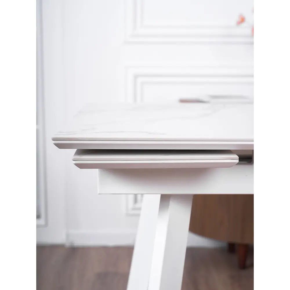 Фото 9 Кухонный стол прямоугольный Frenesie 140x90 см керамогранит мдф цвет белый/белый Фото 9 Кухонный стол прямоугольный Frenesie 140x90 см керамогранит мдф цвет белый/белый