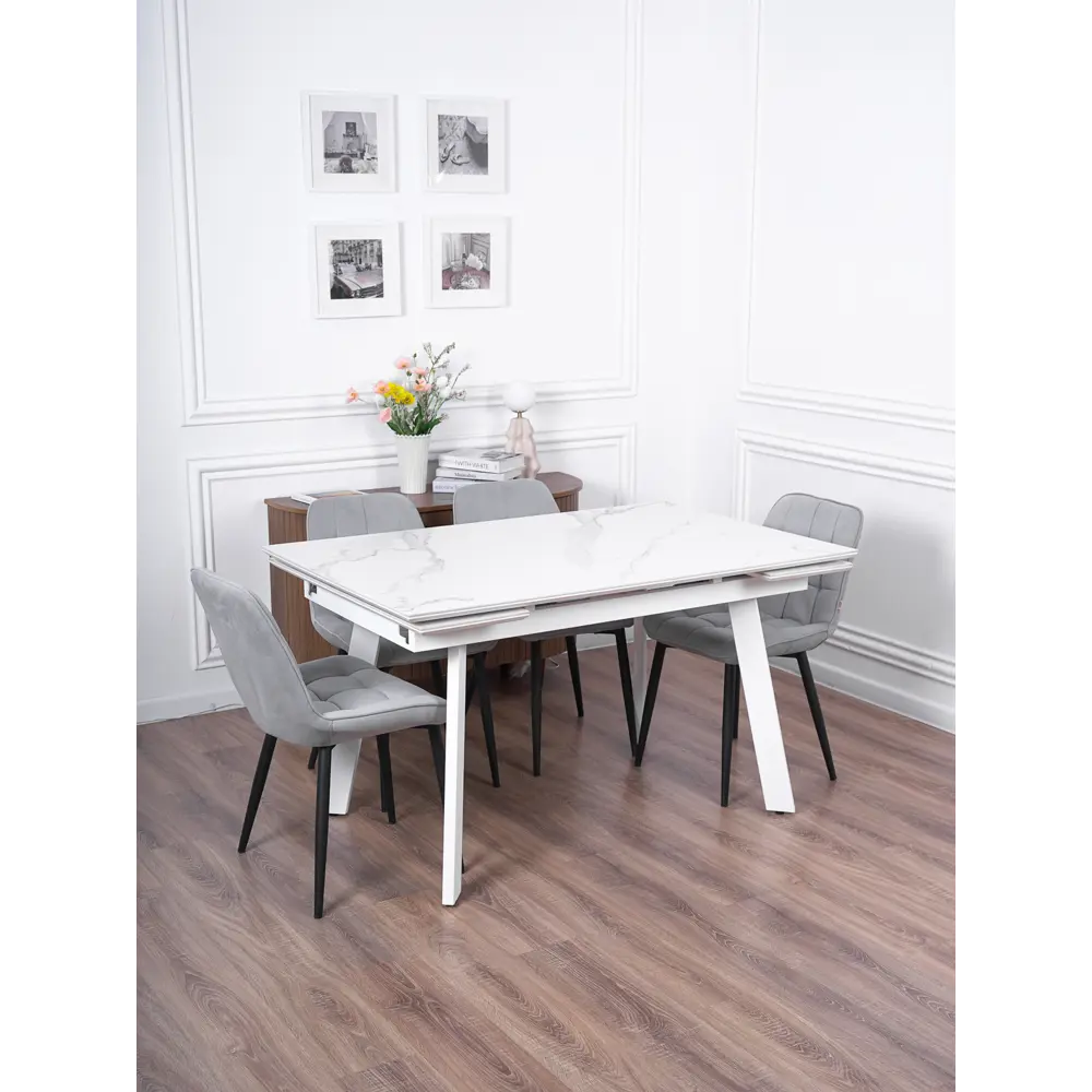 Фото 15 Кухонный стол прямоугольный Frenesie 140x90 см керамогранит мдф цвет белый/белый Фото 15 Кухонный стол прямоугольный Frenesie 140x90 см керамогранит мдф цвет белый/белый