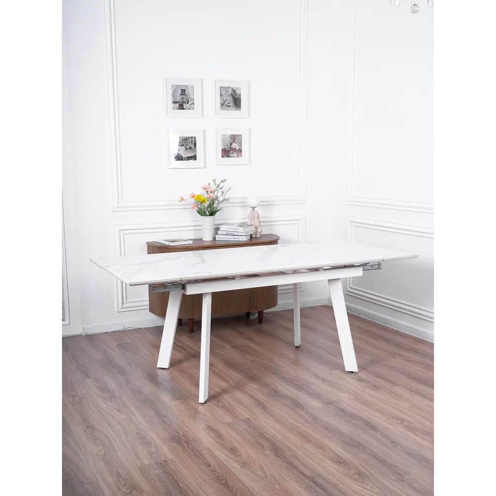 Фото 17 Кухонный стол прямоугольный Frenesie 140x90 см керамогранит мдф цвет белый/белый Фото 17 Кухонный стол прямоугольный Frenesie 140x90 см керамогранит мдф цвет белый/белый