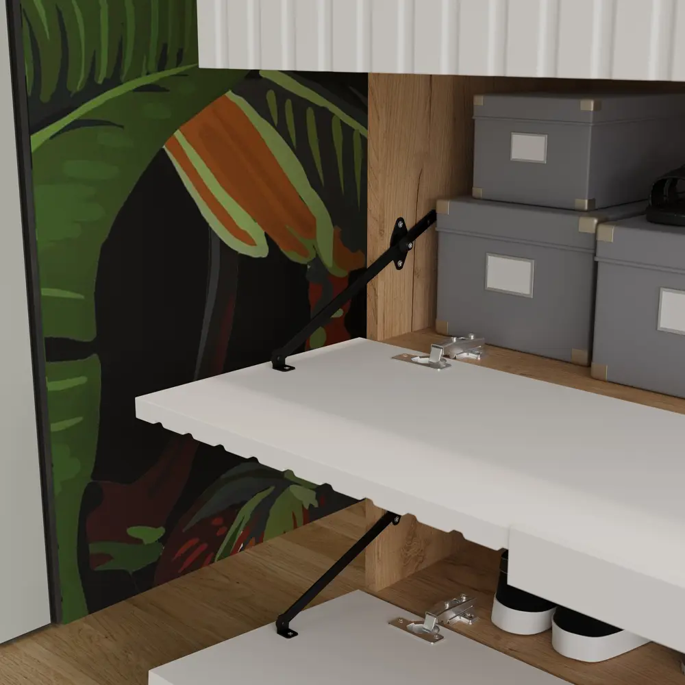 Фото 5 Шкаф для обуви Трия 100x80x43 см 1 полка ЛДСП цвет белый матовый