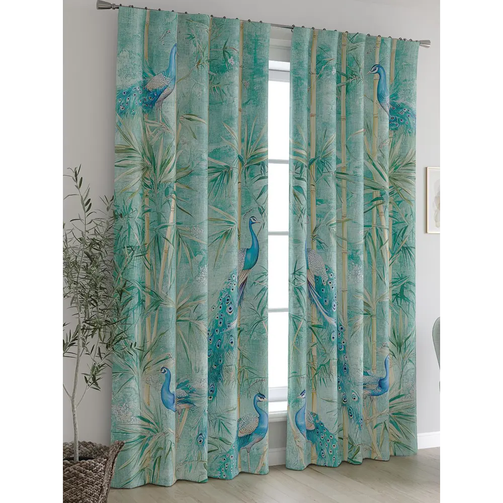 Фото 4 Комплект штор At home Базовая коллекция AT600022 на шторной ленте 260x150 см цвет зеленый